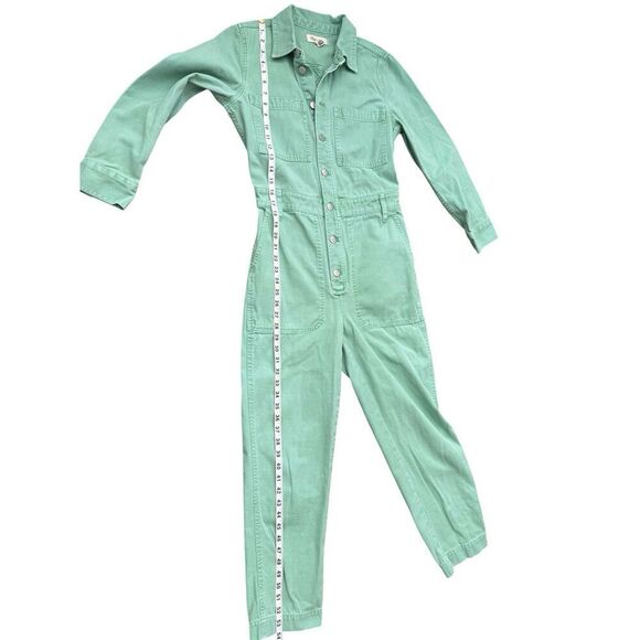WOMEN'S SMALL MADEWELL GARMENT DYED RELAXED COVERALL JUMPSUIT IN PALE EVERGREEN - Picture 12 of 13